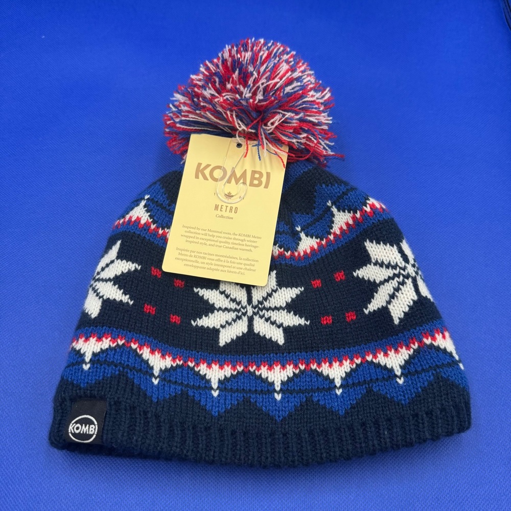 Kombi Metro NEW The Scandinave Pom Hat Snowflake Fair Isle Beanie H3293 Canadian
